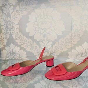 Dior DAY Slingback Pumps Size 39.5 Leather/Patent Leather Pink
